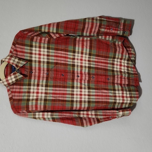 Ralph Lauren Shirt Womens Size 4 Button Blouse Plaid Classic Cotton Red Green - Picture 1 of 11